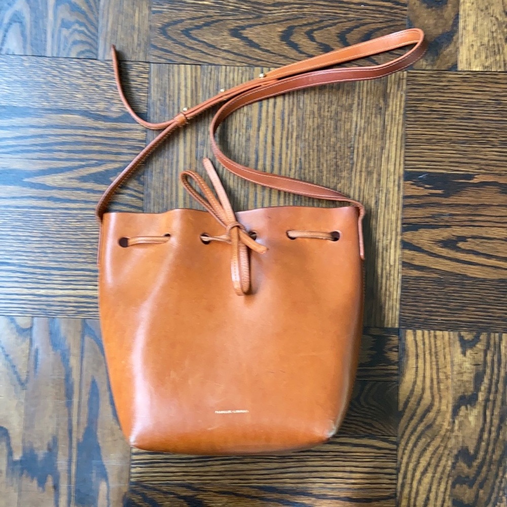 Mansur Gavriel Cognac & Pink Interior Leather Bucket Bag